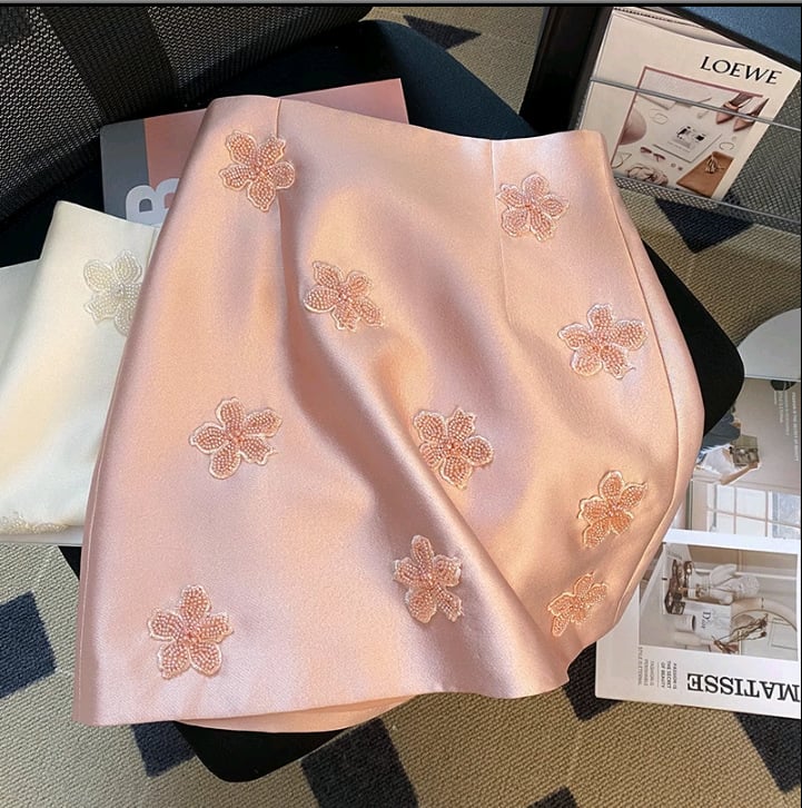 Embroidery Beads Slimming Sheath Skirt for Women
