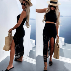 Women's Slim Fit Mid-Length Split Dress Skirt